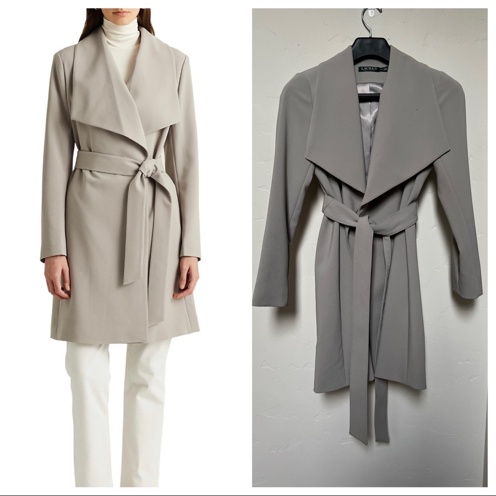 Lauren Ralph Lauren Belted Drape Front Coat - Cork, XS